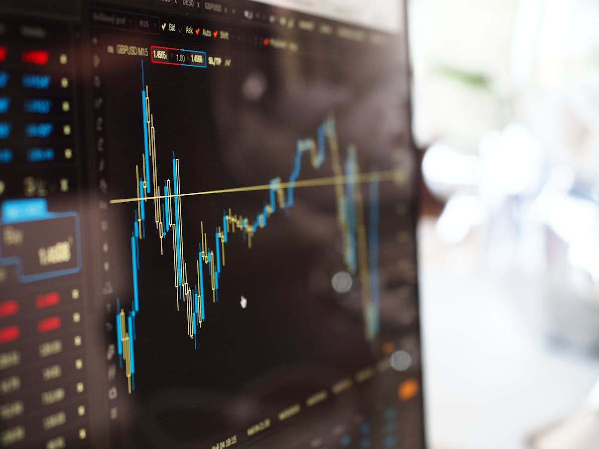 Financial charts and trading data on a screen